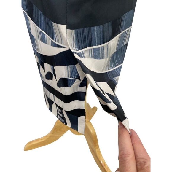 Karen Millen Sheath Dress Knee Length Navy Black Abstract Cocktail Size US 8 - Picture 5 of 13